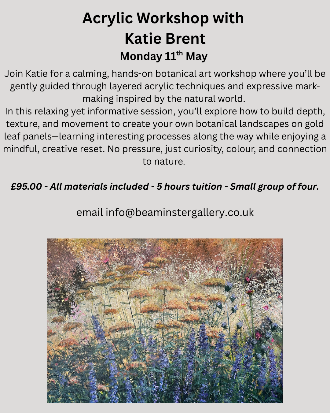 3 Acrylic Workshop with Katie Brent Monday 11th May